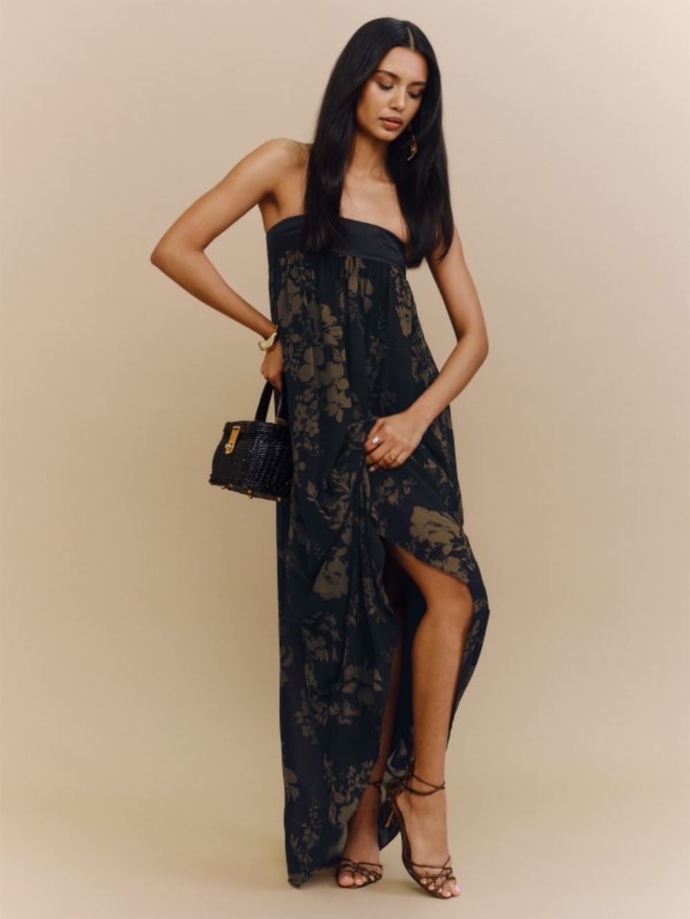 Reformation Maribelle Strapless Black Floral Maxi Dress Night Garden Sz 0 - Picture 5 of 14